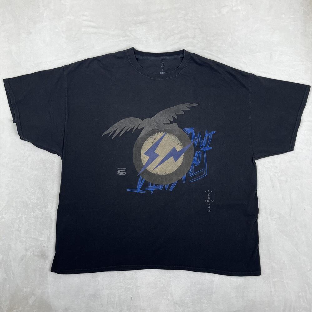 Cactus Jack Fragment T-Shirt Mens 2XL Black Lightning Manifest Dreams Tee